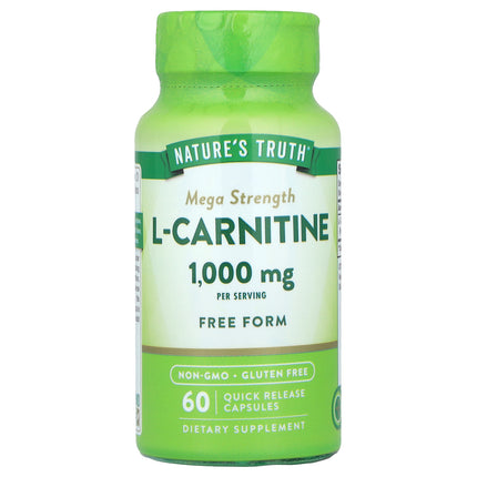 Nature's Truth L-Carnitine, Mega Strength, 500 mg per Capsule 60 Quick Release Capsules - front of pack