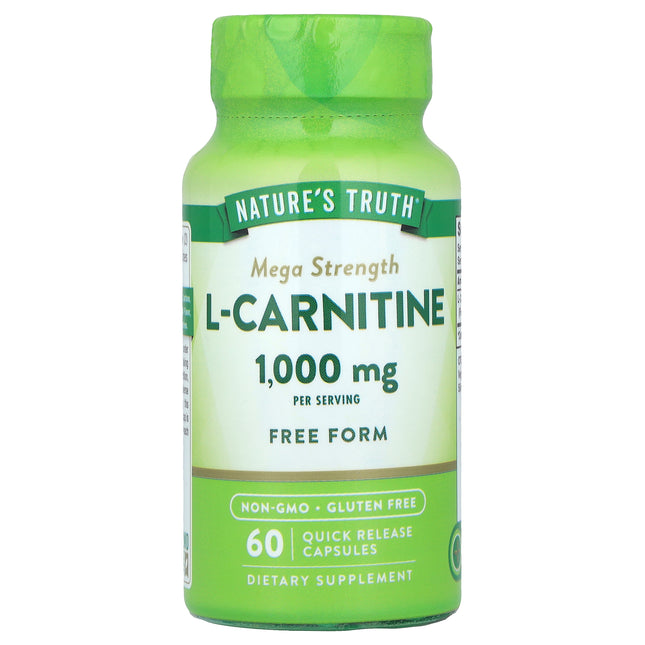 Nature's Truth L-Carnitine, Mega Strength, 500 mg per Capsule 60 Quick Release Capsules - front of pack