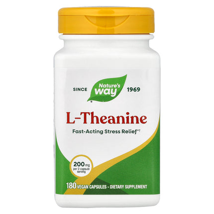 Nature's Way L-Theanine, 100 mg per Capsule, 180 Vegan Capsules - product front