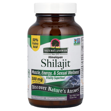 Nature's Answer Himalayan Shilajit 60 Vegetarian Capsule 250 mg - front of bottle
