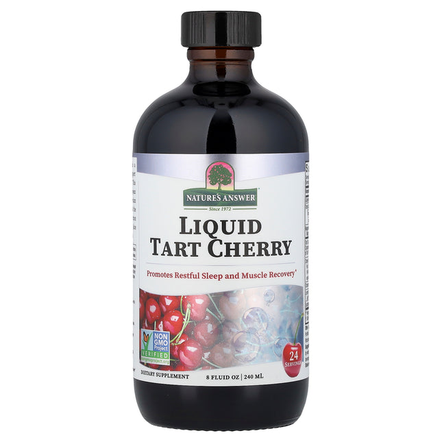 Nature's Answer Liquid Tart Cherry 240 ml bottle with magnesium glycinate, front of label