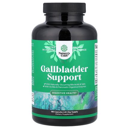 Nature's Craft Gallbladder Support 180 capsules bottle, front of pack