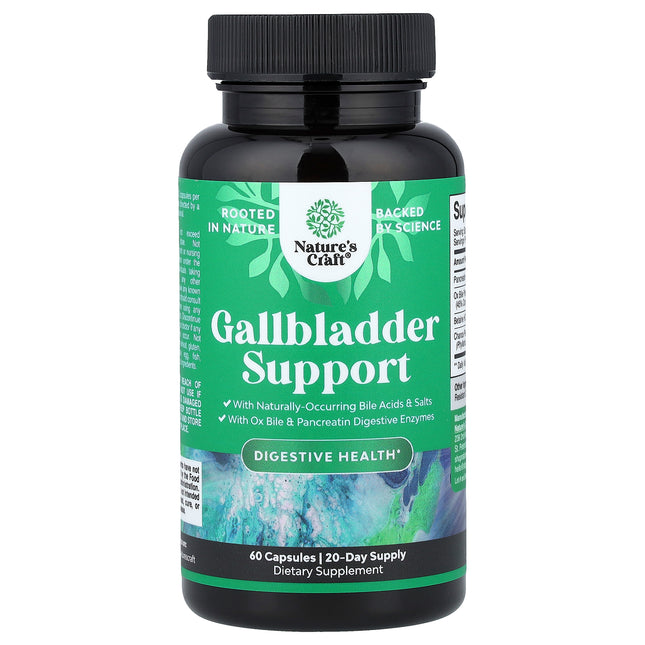 Nature's Craft Gallbladder Support 60 capsules bottle, front of pack