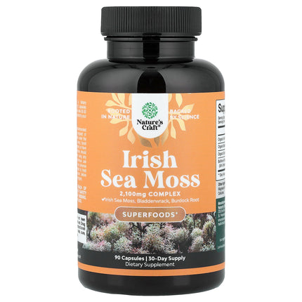 Nature's Craft Irish Sea Moss 90 capsules bottle, front of pack