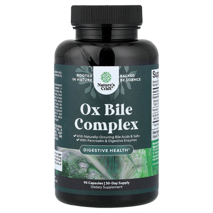 Nature's Craft Ox Bile Complex 90 capsules bottle, front of pack