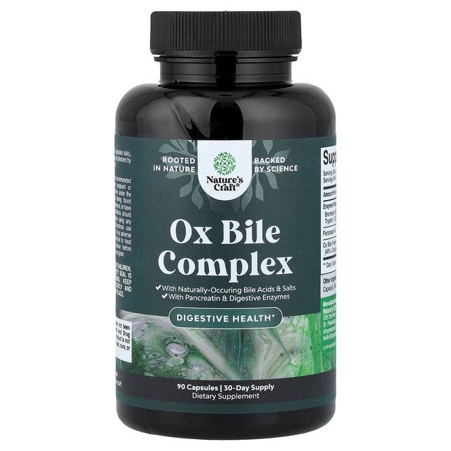 Nature's Craft Ox Bile Complex 90 capsules bottle, front of pack