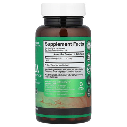 Nature's Craft TUDCA 250 mg 30 Capsules Supplement Facts back