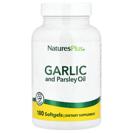 NaturesPlus Garlic and Parsley Oil 180 Softgels - front of bottle