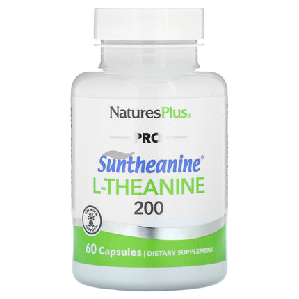NaturesPlus Pro, Suntheanine L-Theanine 200, 60 Capsules (100 mg per Capsule) - product front