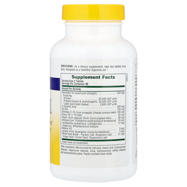 NaturesPlus Ultra-Zyme bottle back label with supplement facts and directions