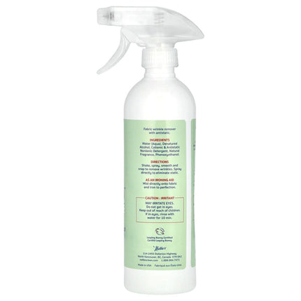 Nellie's, Wrinkle-B-Gone with Antistatic, Lemongrass 16 fl oz (474 ml) - back label with ingredients
