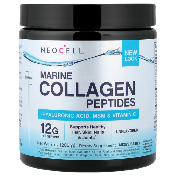 NeoCell marine collagen powder with hyaluronic acid, MSM and vitamin C, unflavoured 200 g tub
