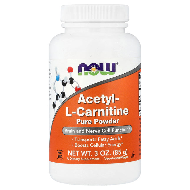 NOW Foods Acetyl-L-Carnitine Pure Powder 85 g (3 oz) - front of pack