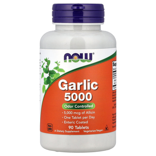 NOW Foods Garlic 5000 90 Tablets - front of bottle