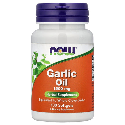 NOW Foods Garlic Oil 1,500 mg 100 Softgels - front of bottle