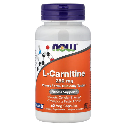 NOW Foods L-Carnitine, 250 mg 60 Veg Capsules - front of pack