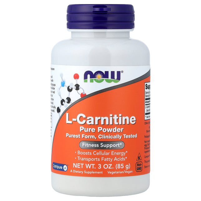 NOW Foods L-Carnitine Pure Powder 85 g (3 oz) - front of pack