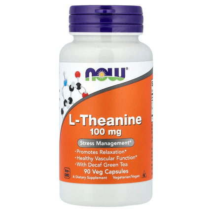 NOW Foods L-Theanine, 90 Veg Capsules - product front