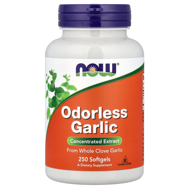 NOW Foods Odourless Garlic 250 Capsules - front of bottle