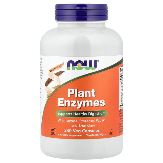 NOW Foods Plant Enzymes 240 veg capsules bottle, front of pack