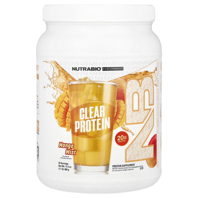 NutraBio Clear Protein Mango Mist 489g - Front