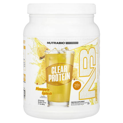 NutraBio Clear Protein Pineapple Splash 499g - Front