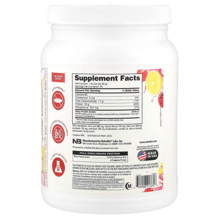 NutraBio Clear Protein Strawberry Lemonade 518g - Supplement Facts and Ingredients