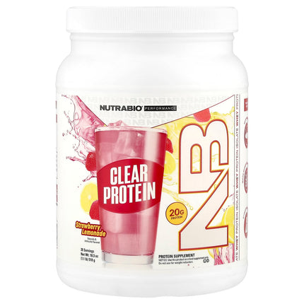 NutraBio Clear Protein Strawberry Lemonade 518g - Front
