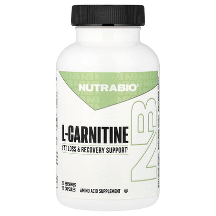 NutraBio L-Carnitine, 500 mg per Capsule 90 Capsules - front of pack