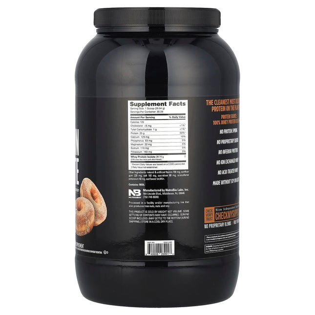 NutraBio Whey Protein Isolate Cinnamon Sugar Donut 907g - Supplement Facts and Ingredients