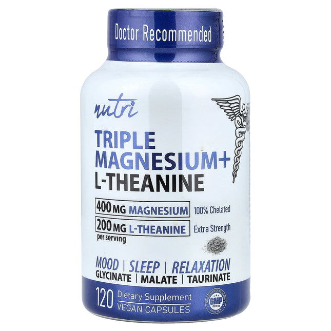 Nutri Triple Magnesium + L Theanine, 120 Vegan Capsules - product front