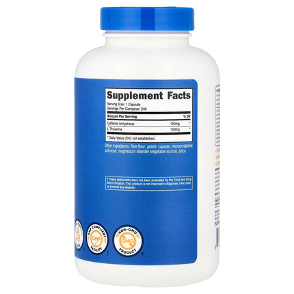 Nutricost Caffeine with L-Theanine, 240 Capsules - supplement facts and ingredients label