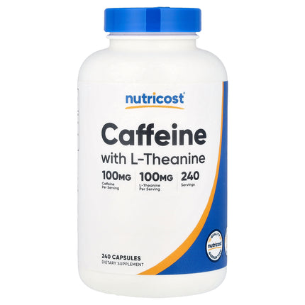 Nutricost Caffeine with L-Theanine, 240 Capsules - product front