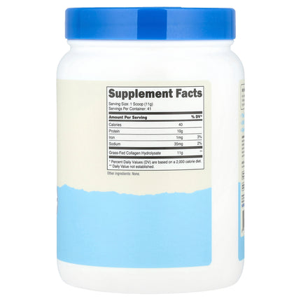 Nutricost Collagen Peptides, Unflavoured - Back label with supplement facts and ingredients
