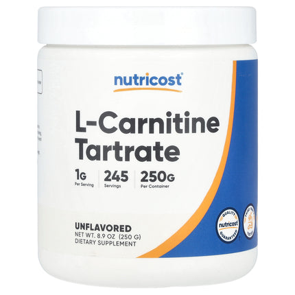Nutricost L-Carnitine Tartrate, Unflavored 250 g (8.9 oz) - front of pack