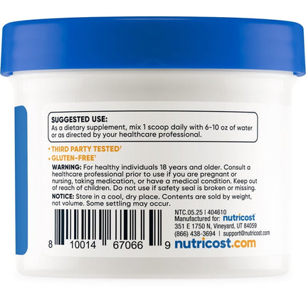 Nutricost TUDCA Unflavored 25 g back label