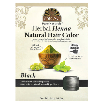 Okay Pure Naturals Henna Hair Colour Black 2 oz (56.7 g) – front of pack
