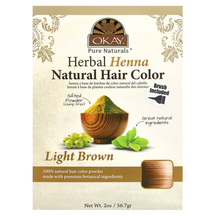 Okay Pure Naturals Henna Hair Colour Light Brown 2 oz (56.7 g) – front of pack