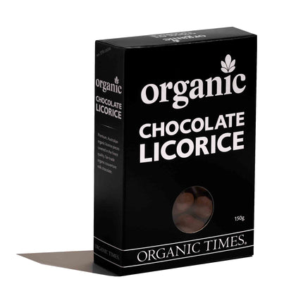 Organic milk chocolate liquorice coated treat