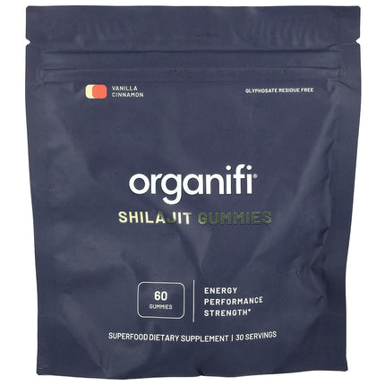 Organifi Shilajit Gummies Vanilla Cinnamon 60 Gummies - front of jar