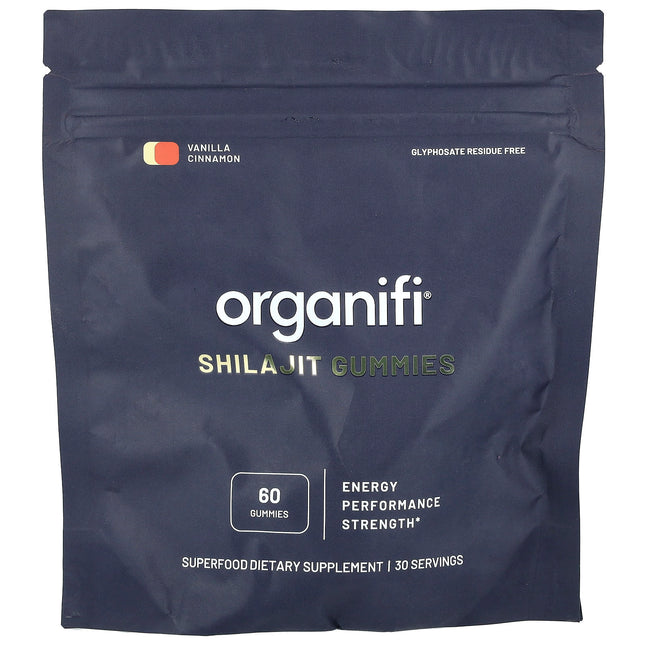 Organifi Shilajit Gummies Vanilla Cinnamon 60 Gummies - front of jar