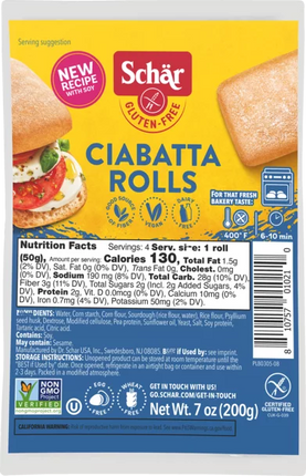 Schar Gluten-Free Ciabatta Rolls (Food Rescue)
