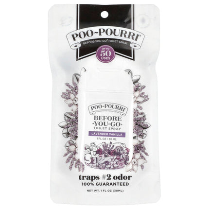 Poo-Pourri, Before-You-Go® Toilet Spray, Lavender Vanilla 1 fl oz (30 ml) - back label with ingredients