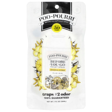 Poo-Pourri, Before-You-Go® Toilet Spray, Original Citrus 1 fl oz (30 ml) - back label with ingredients