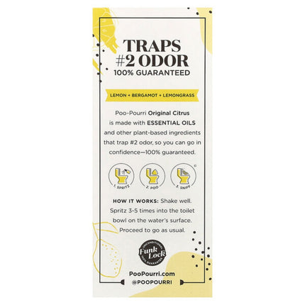 Poo-Pourri, Before-You-Go® Toilet Spray, Original Citrus 2 fl oz (59 ml) - back label with ingredients