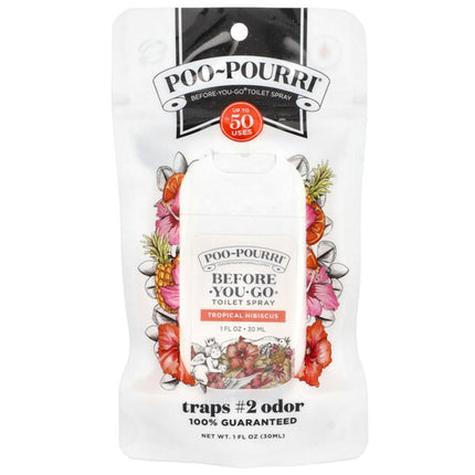 Poo-Pourri, Before-You-Go® Toilet Spray, Tropical Hibiscus, 1 fl oz (30 ml)  - back label with ingredients