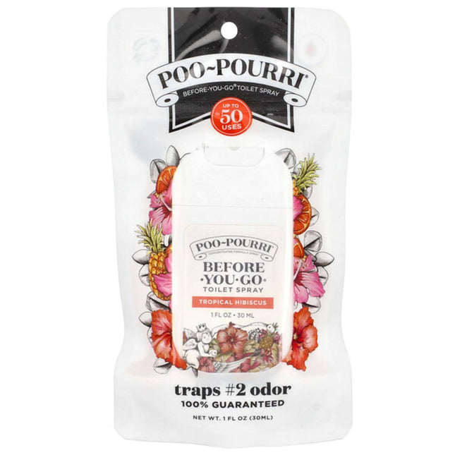 Poo-Pourri, Before-You-Go® Toilet Spray, Tropical Hibiscus, 1 fl oz (30 ml)  - back label with ingredients