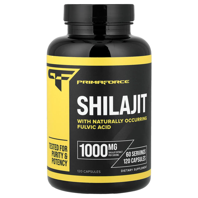 Primaforce Shilajit 120 Capsules 500 mg - front of bottle
