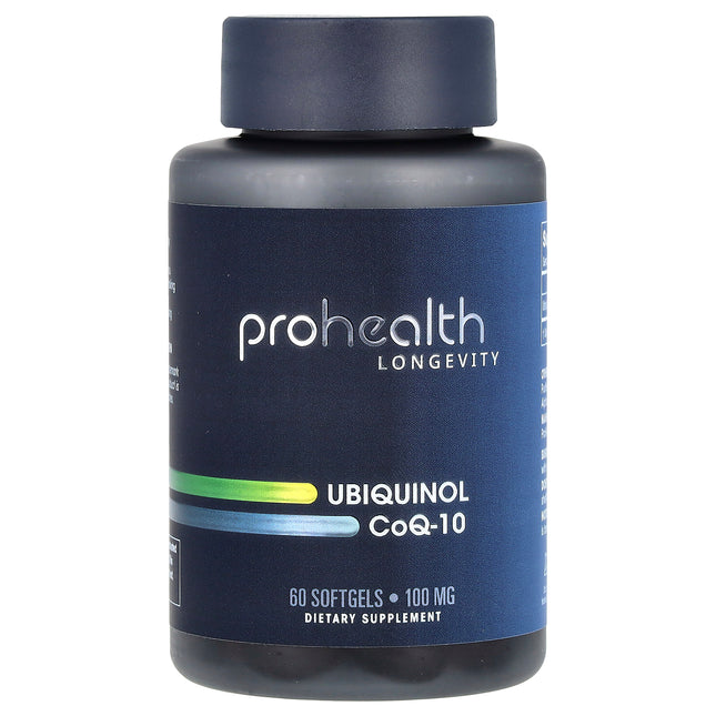 ProHealth Longevity Ubiquinol CoQ-10 100 mg bottle front, 60 softgels