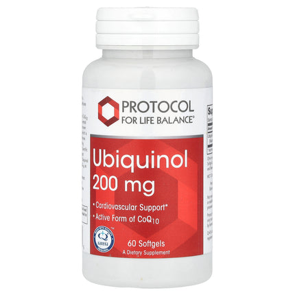 Protocol for Life Balance Ubiquinol 200 mg bottle front, 60 softgels